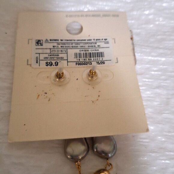 A New Day Women's Dangle Drop Pierced Earrings Gold Tone Faux Stone Office Siren - Picture 4 of 8